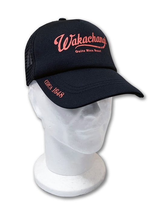 Wakachangi Black Trucker Cap